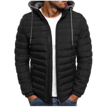 Pisexur Men's Hooded Winter Coat Warm Puffer Jacket Thicken Cotton Coat with Removable Hood