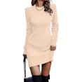 thumbnail image 1 of Innerwin Robe Chandail Col Rond Chandail pour Femmes Chandail d'Hiver Manches Longues Élégante Mini Robes Abricot P, 1 of 2