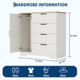 thumbnail image 2 of Towallmark Armoire Garde-Robe en Bois avec 4 Tiroirs, Porte et Tringle - Armoire de Rangement Moderne et Commode pour l'Organisation de la Chambre - Brun + Blanc, 2 of 8