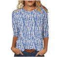 thumbnail image 1 of HKEJIAOI T-shirts à Manches 3/4 pour Femmes Col Rond Imprimé Floral Top Femme à Manches Trois-Quarts, 1 of 5