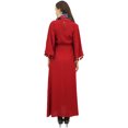 thumbnail image 3 of Bimba Robe Maxi Ample Bordeaux Décontractée pour Femme à Manches Évasées avec Pompons et Foulard - 18, 3 of 6
