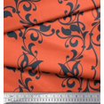 thumbnail image 3 of Soimoi Silk Fabric Leaves & Filigree Damask Decor Fabric Printed Yard 42 Inch Wide, 3 of 3