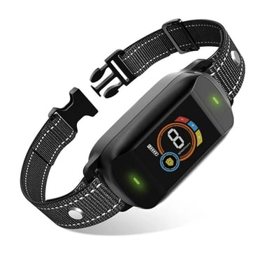 Dog training device, barking control collar with color screen, IP67 waterproof, rechargeable, with beep, vibration, and safety shock modes, 5 adjustable sensitivity training shock collars