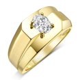 thumbnail image 3 of RYLOS Men's Rings 14K Yellow Gold Ring Classic Solitaire 7X5MM Oval Shape Gemstone Designer Band White Topaz April Birthstone Rings For Men Size 10, 3 of 7