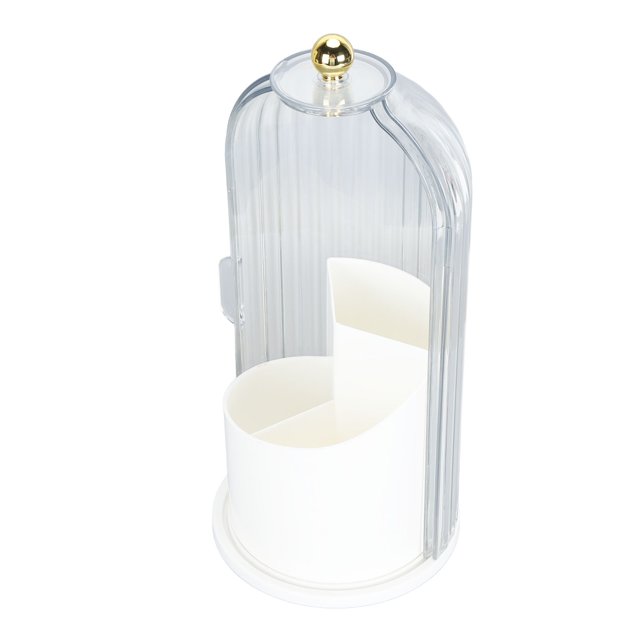 Porte-pinceaux de Maquillage, Contenant Transparent pour Pinceaux de Maquillage avec Couvercle Antipoussière, Porte-Cosmétiques Rotatif, Gobelet de Rangement, Décor Élégant pour Salle de Bain, Coiffeuse, Bureau