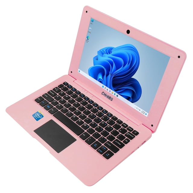 CHIBBS 10.1" Laptop PC Propulsé par Windows 11, Intel N4120, 8 Go Ram + 128 Go Rom, USB, HDMI, Bluetooth, Wi-Fi - Rose