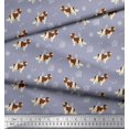 thumbnail image 3 of Soimoi Grey Rayon Crepe Fabric Bird,Paw & Cocker Spaniel Dog Print Fabric by the Yard 46 Inch Wide, 3 of 3