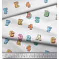 thumbnail image 2 of Soimoi Satin Silk Fabric Numbers & Alphabets Text Print Fabric by The Yard 42 Inch Wide, 2 of 3