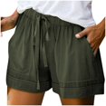thumbnail image 1 of Womens Comfy Drawstring Splice Casual Elastic Waist Pocketed Loose Shorts Pants, 1 of 4