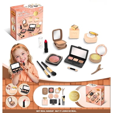 Ensemble de Maquillage de Jeu d'Imitation pour Filles - Trousse de Jouet Cosmétique Non Toxique et Non Applicable avec 10 Accessoires à Thème Violet : Palette d'Ombres à Paupières, Fard à Joues, Rouge à Lèvres, Bouteille de Parfum, Épingle à Cheveux et Pinceaux -