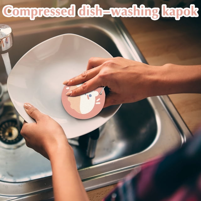 Compressed Wood Pulp Dishwashing Sponge, Cute-Sided Kitchen Cleaning Sponges, Non-Scratch Dish Washing Household Cleaning Sponges For Kitchen