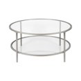 thumbnail image 1 of Henn&Hart Two Shelf Round Metal Nickel Coffee Table with Glass Top, 1 of 7