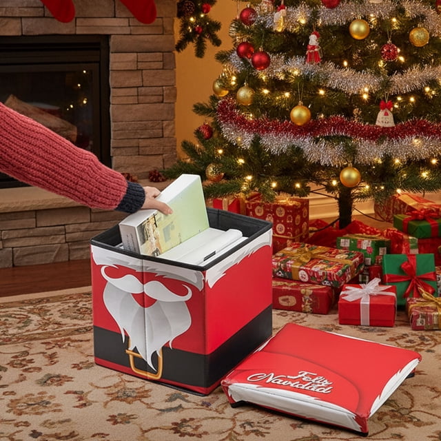 Fridja Décorations de Noël Tabouret de Rangement pour la Maison Cadeau de Noël Boîte de Rangement Boîte de Rangement Boîte de Rangement de Noël Boîte de Rangement pour Jouets pour Enfants