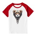 thumbnail image 3 of Feancey T-Shirts Graphiques pour Enfant Mignons Imprimés 3D Col Rond Hauts Raglan Manches Courtes T-Shirt Décontracté Tout-Petits Garçons Filles T-Shirts Liquidation Rouge 3 Ans, 3 of 9