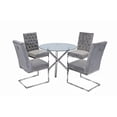 thumbnail image 3 of K-Living Logan 5Pcs Round Glass And Chrome Base Dining Table With Tufted Velvet Chairs In Grey, 3 of 4
