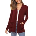 thumbnail image 3 of Wangsaura Women Simple Style Cardigan, Solid Color Long Sleeve Knitwear, 3 of 6