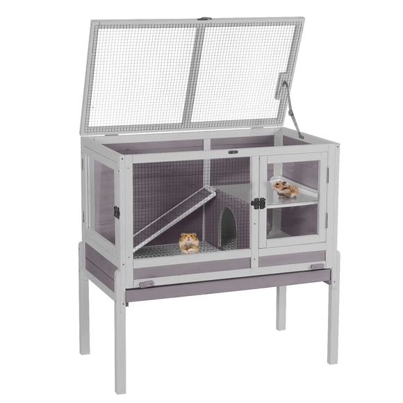Aivituvin Guinea Pig Cages Indoor Rabbit Hutch with Removable Stand Anti Chewing Wooden