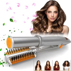 2 in 1 Straightener and Curling Iron, 3 Heat Temperature Adjustable Hair Waver, 60-Second Heat-up, Auto-Off, Dual Voltage, Swivel Cord, Easy to Use for All Dry and Wet Styling
