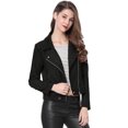 thumbnail image 2 of INSPIRE CHIC Women Short Soft Zip Up Faux Suede Biker Moto Jacket, 2 of 4