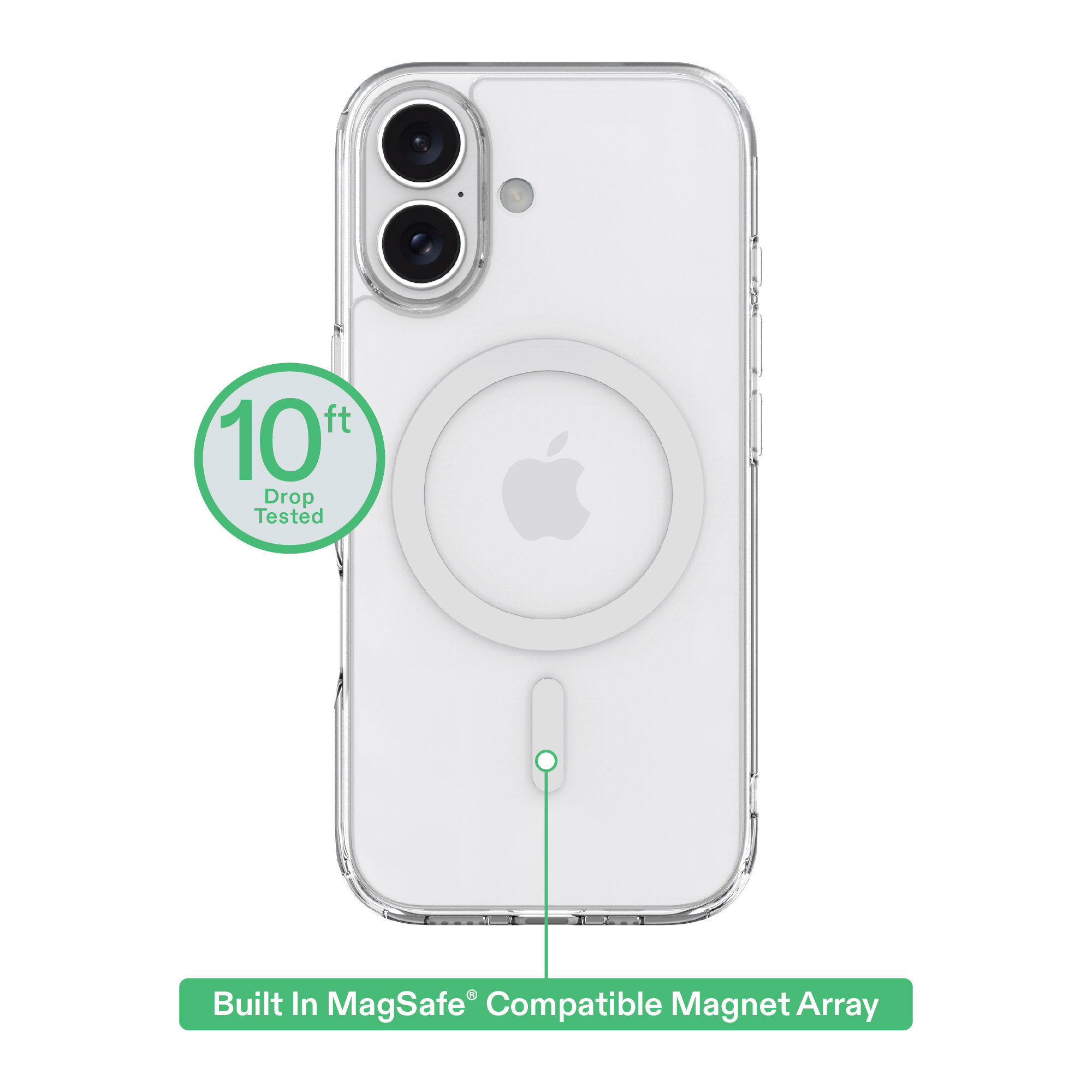 onn MagSafe Compatible Phone Case (Clear) and Glass Screen Protector with Easy Application Tray for iPhone 17