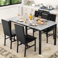 thumbnail image 1 of Stmoze Marble Dining Table Set for 4, 5 Pieces Faux Marble Kitchen Table and Chairs Set, Rectangle Dining Table with 4 Leather Dining Chairs, Dining Room Set for Home, Apartment, Gray+Black, 1 of 6