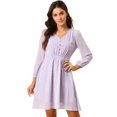 thumbnail image 1 of INSPIRE CHIC Robe en Chiffon Fluide à Manches Mi-Longues et Col en V pour Femmes, 1 of 6