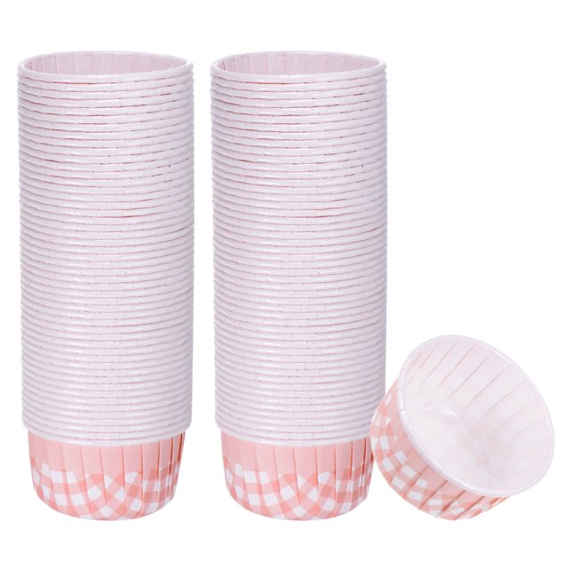 Unique Bargains 100 Pcs Standard Cupcake Cups Disposable Oven Safe Baking Cups, Light Pink