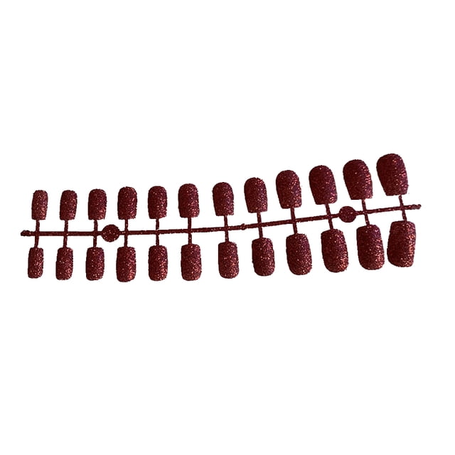 24 Pieces False Nails Glitter Square Pattern Press on Artificial Nail Tips Elegant Full Wrapping Beauty Kit Manicure Decoration red