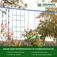 thumbnail image 4 of Dripex Ninja Warrior Obstacle Course for Kids - 2X60FT Slacklines with Most Complete Accessories for Kids, Climbing Rope Swing, Trapeze Swing, Ninja Wheel, Webbing Ladder Plus 1.2M Arm Trainer, 4 of 5