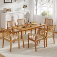 thumbnail image 3 of Patiojoy Outdoor Wooden Dining Table 63" Acacia Wood Table for 4-6 w/Wide Slatted Tabletop, 3 of 9