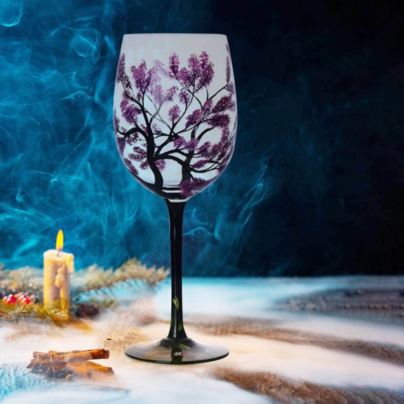 EGNMCR Tasses Quatre Saisons Arbre Verre à Vin Peint à la Main Arbre Coloré Verre Peint Cadeau pour Anniversaires Mariages Saint-Valentin cann cann