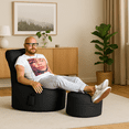 thumbnail image 3 of Gouchee Home Dotcom Brava – Pouf rond imperméable de couleur encre avec billes de polystyrène, fabriqué au Canada, élégant et léger, pour le salon ou la chambre à coucher., 3 of 6