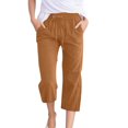 thumbnail image 1 of Women Comfortable High Waisted Wide Leg Pants Drawstring Elastic Trousers Comfy Straight Leg Long Pants With Pockets, 1 of 5