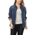 thumbnail image 4 of GRACE & GRANDEUR Women's Plus Jean Jacket Button Closed Cropped Denim Jacket, 4 of 5