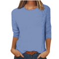 thumbnail image 1 of Yuyuzo Tuniques pour Femmes Grande Taille Décontractées à Manches 3/4, Col Ras du Cou, Chemises Unies, Coupe Ample, T-Shirts Basiques, 1 of 5