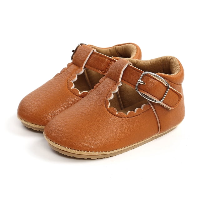 Zwiiyzr Infant Toddler Girls Soft Sole Shoe Non Slip Prewalker Shoe Newborn Baby Summer Princess Shoes Coffee