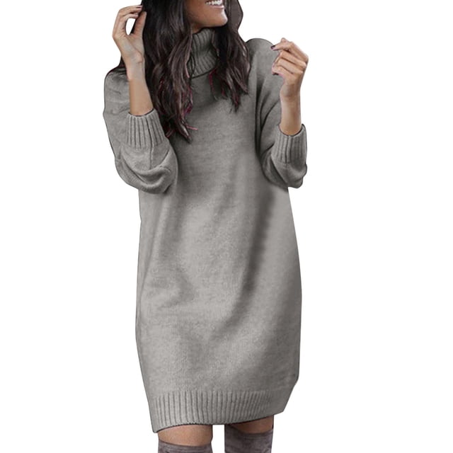 Kcodviy Robe Courte pour Femmes d'Automne et d'Hiver, Longue, à Tige Haute, Chandail Long, Robe Portefeuille pour Femmes, Robe Chandail pour Femmes, Jolis Chandails pour Femmes, Robe Portefeuille pour Femmes