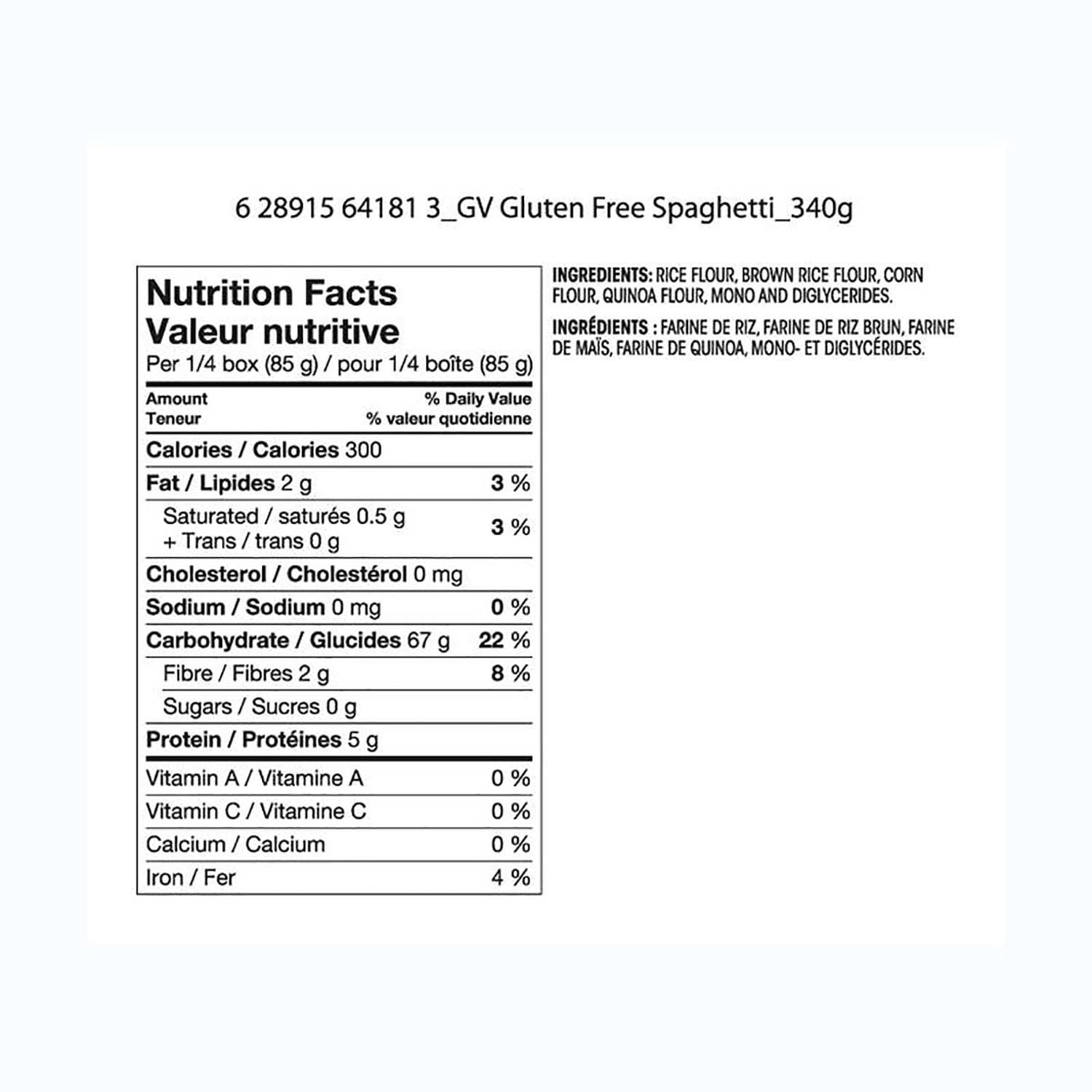 Great Value Sans Gluten Spaghetti