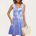 thumbnail image 4 of Ovzne Robes d'Été pour Femmes Robe d'Été pour Femmes Décontractée et Tendance Imprimée Col Rond Sans Manches avec Poche Robe Courte Décontractée Grande Taille Robe Maxi Imprimée Liquidation, 4 of 6