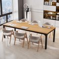 thumbnail image 1 of Tribesigns 6.5FT Modern Office Conference Table, 78.74-Inch Large Seminar Meeting Desk with Metal Legs and Adjustable Pads, Boardroom Training Table, Light Walnut, 1 of 5