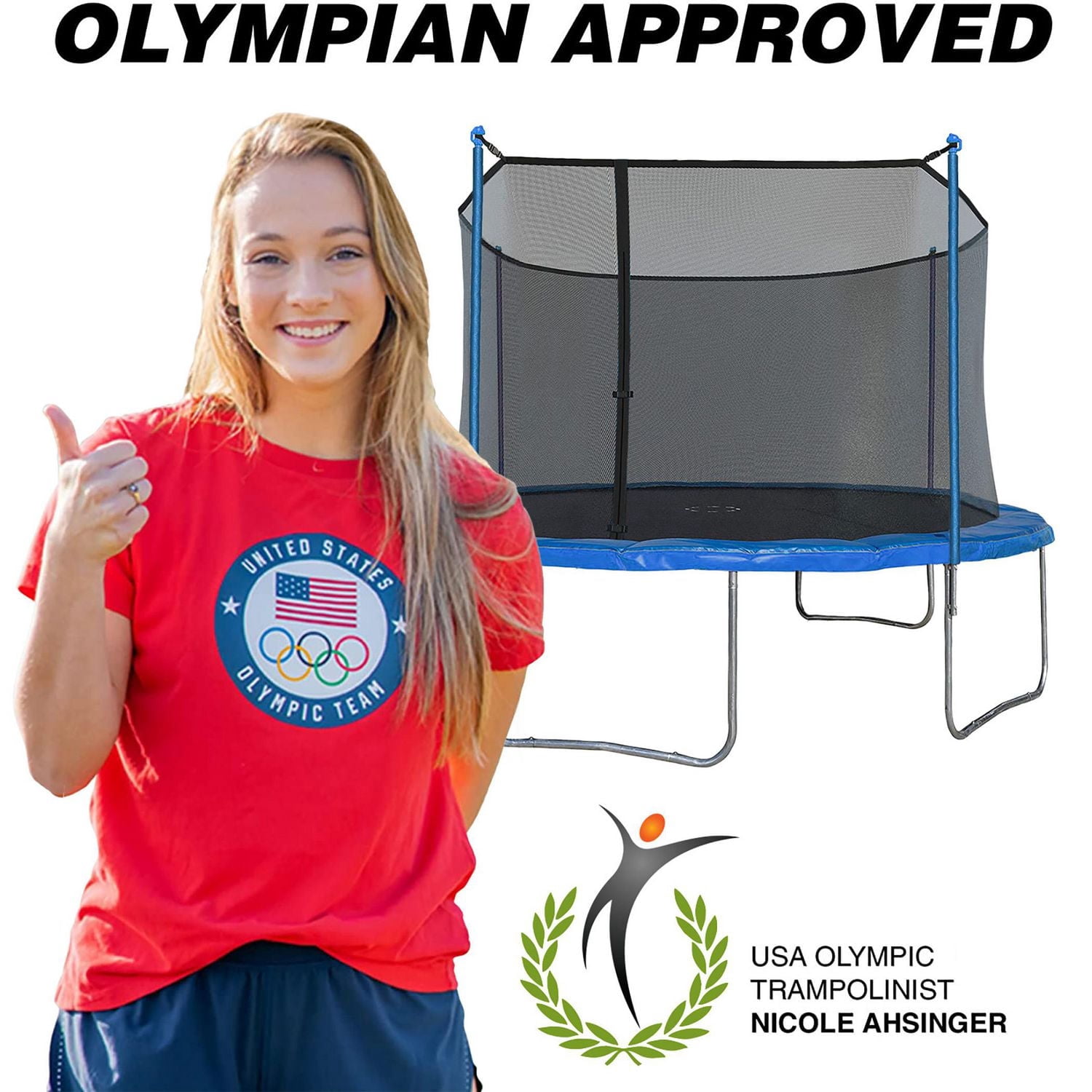 TRAINOR SPORTS Trampoline rond de 12 (pieds) et enclos combiné trampoline extérieur/arrière-cour robuste et plein d'entrain pour enfants (6+), tapis de saut pour adultes et rembourrage à ressort à cou