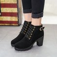 thumbnail image 2 of jsaierl Metal Solid Color Round Toe Thick Side Zipper Winter Women's Leather Boots, 2 of 4