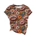 thumbnail image 4 of YFNNUP T-Shirts de Football Grande Taille pour Femmes à Manches Courtes, T-Shirt à Imprimé Graphique, Tunique Légère à Col Rond, T-Shirt d'Été Confortable pour Journées de Match, Brun TTTG, 4 of 7