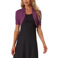 thumbnail image 1 of INSPIRE CHIC Boléros pour Femmes à devant Ouvert, Manches Courtes Froncées, Cardigan Court, P Violet, 1 of 6
