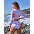 thumbnail image 3 of Charmo Women's Rash Guard Long Sleeve Two Piece Swimsuit Crop Top Criss Cross 2 Piece Bathing Suit, 3 of 5