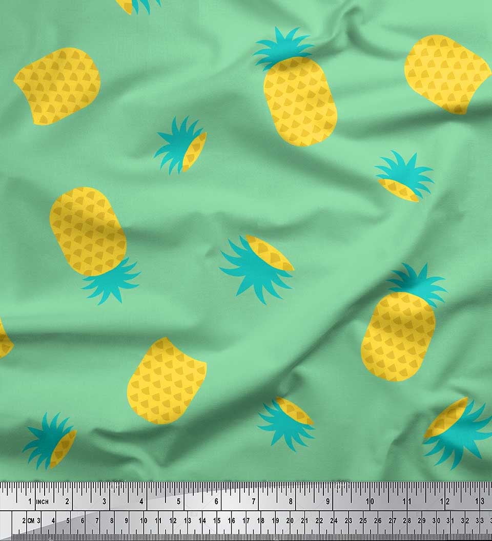 Soimoi Poly Georgette Fabric Pine Fruits Print Fabric by the Yard 52 Inch Wide