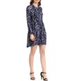 thumbnail image 4 of INSPIRE CHIC Robe Fleurie pour Femme à Col en V, Manches Longues, Taille Cintrée, Demi-Patte de Boutonnage, m Bleu Marine, 4 of 6