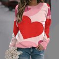 thumbnail image 2 of VALMASS Chandails en Molleton de la Saint-Valentin pour Femmes Graphique Manches Longues Col Rond Hauts Décontractés Mode Ample Pull Blouses (TG, Rose-C), 2 of 4