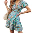 thumbnail image 3 of Summer Women Boho Floral Wrap Dress Ladies Sundress, 3 of 5