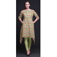 thumbnail image 2 of Bimba Hauts Beige à Imprimé Plumeria et Floral pour Femmes Kurti Asymétrique Robe d'Été pour Filles XSmall, 2 of 6